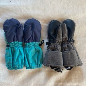 Two pairs of excellent toddler mittens. Columbia and Burton.